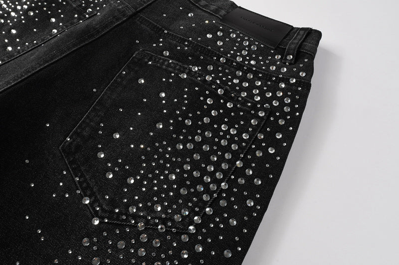 Purple Brand Crystal Diamond Denim Shorts #5103