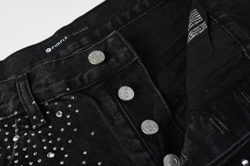 Purple Brand Crystal Diamond Denim Shorts #5103